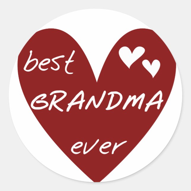 Red Heart Best Grandma Ever T-shirts and Gifts Classic Round Sticker (Front)