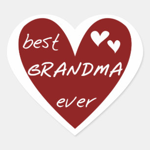 Red Heart Best Grandma Ever T-shirts and Gifts Heart Sticker