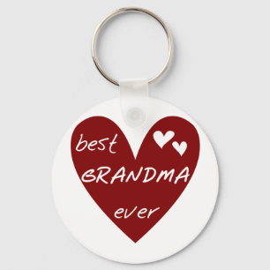 Red Heart Best Grandma Ever T-shirts and Gifts Key Ring