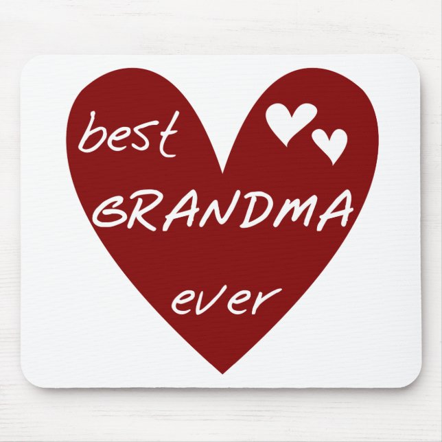 Red Heart Best Grandma Ever T-shirts and Gifts Mouse Mat (Front)