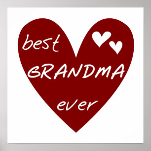 Red Heart Best Grandma Ever T-shirts and Gifts Poster