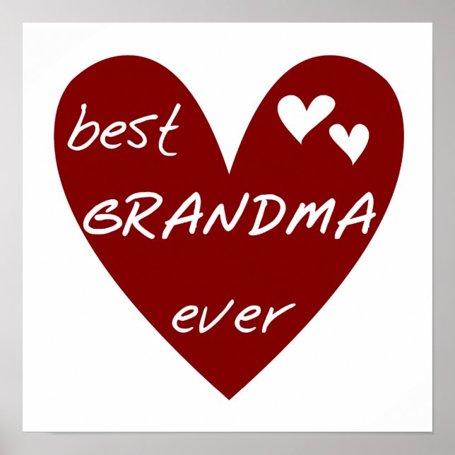 Red Heart Best Grandma Ever T-shirts and Gifts Poster (Front)
