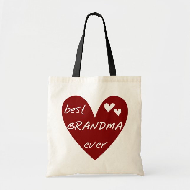 Red Heart Best Grandma Ever T-shirts and Gifts Tote Bag (Front)