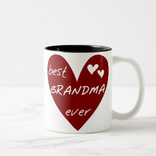 Red Heart Best Grandma Ever T-shirts and Gifts Two-Tone Coffee Mug