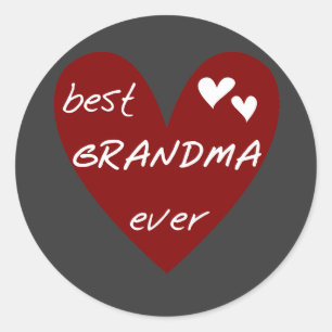 Red Heart Best Grandma Ever T-shirts Gifts Classic Round Sticker