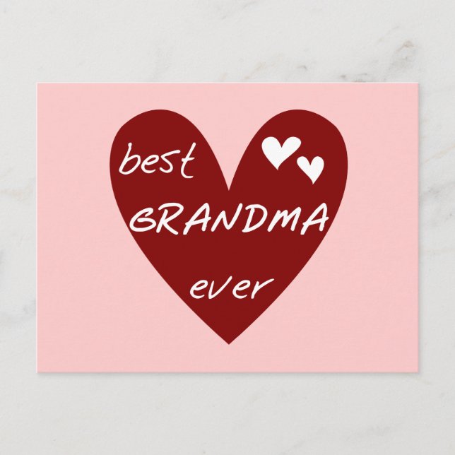 Red Heart Best Grandma Ever T-shirts Gifts Postcard (Front)