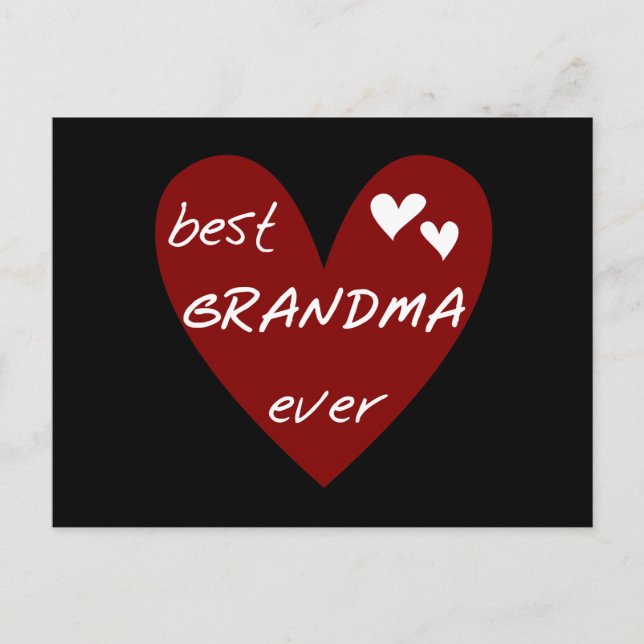 Red Heart Best Grandma Ever T-shirts Gifts Postcard (Front)
