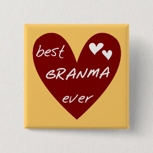 Red Heart Best Granma Ever T-shirts and Gifts 15 Cm Square Badge