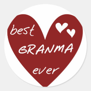 Red Heart Best Granma Ever T-shirts and Gifts Classic Round Sticker
