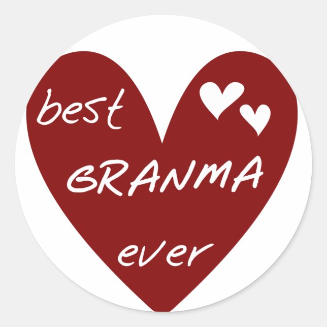 Red Heart Best Granma Ever T-shirts and Gifts Classic Round Sticker (Front)