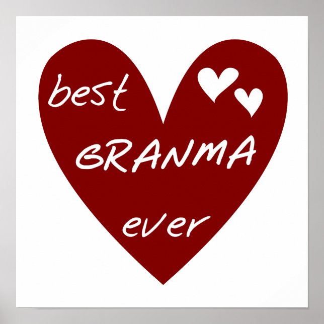 Red Heart Best Granma Ever T-shirts and Gifts Poster (Front)