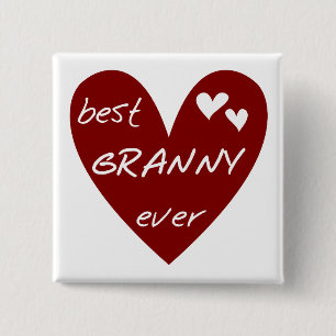 Red Heart Best Granny Ever Tshirts and Gifts 15 Cm Square Badge