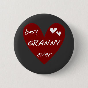 Red Heart Best Granny Ever Tshirts and Gifts 6 Cm Round Badge
