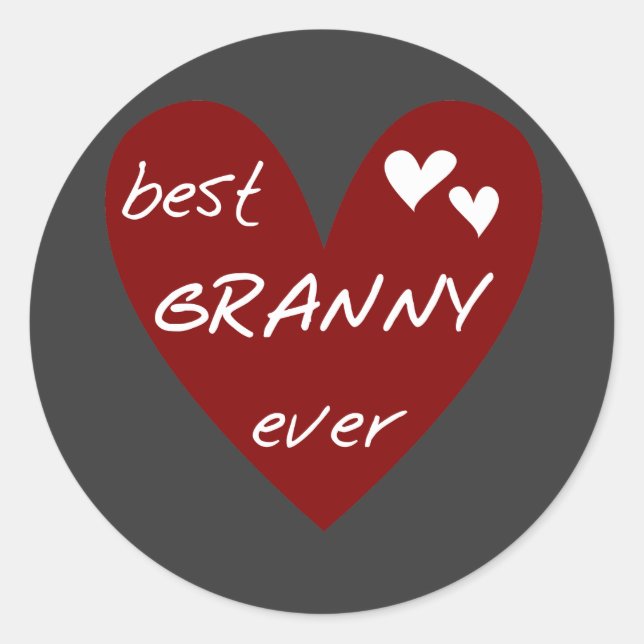 Red Heart Best Granny Ever Tshirts and Gifts Classic Round Sticker (Front)