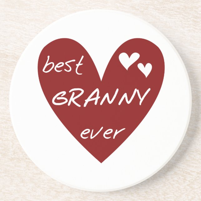 Red Heart Best Granny Ever Tshirts and Gifts Coaster (Front)