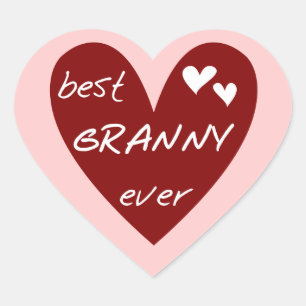 Red Heart Best Granny Ever Tshirts and Gifts Heart Sticker