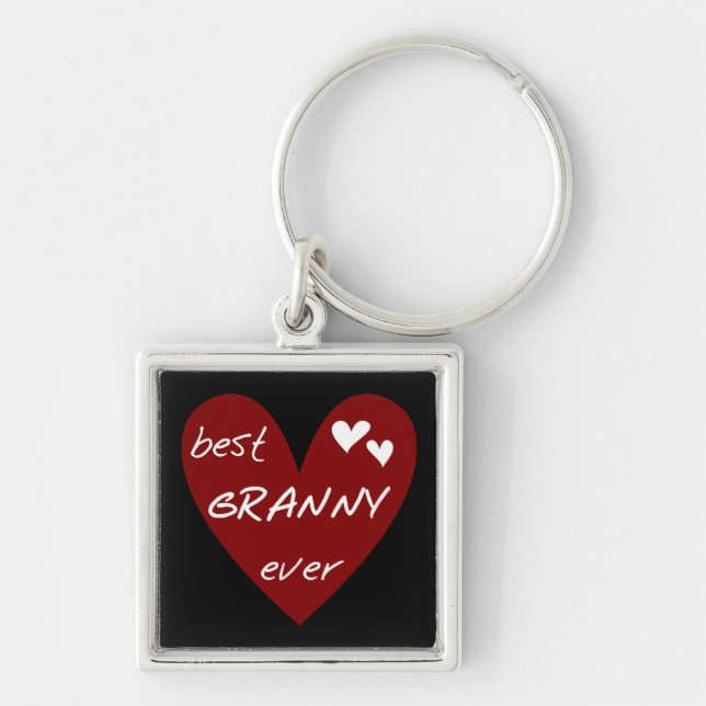 Red Heart Best Granny Ever Tshirts and Gifts Key Ring (Front)