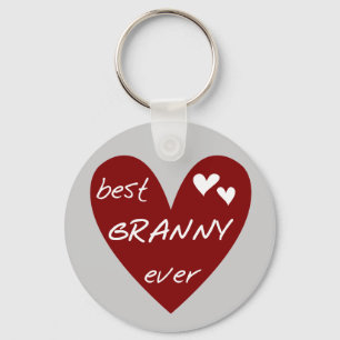 Red Heart Best Granny Ever Tshirts and Gifts Key Ring