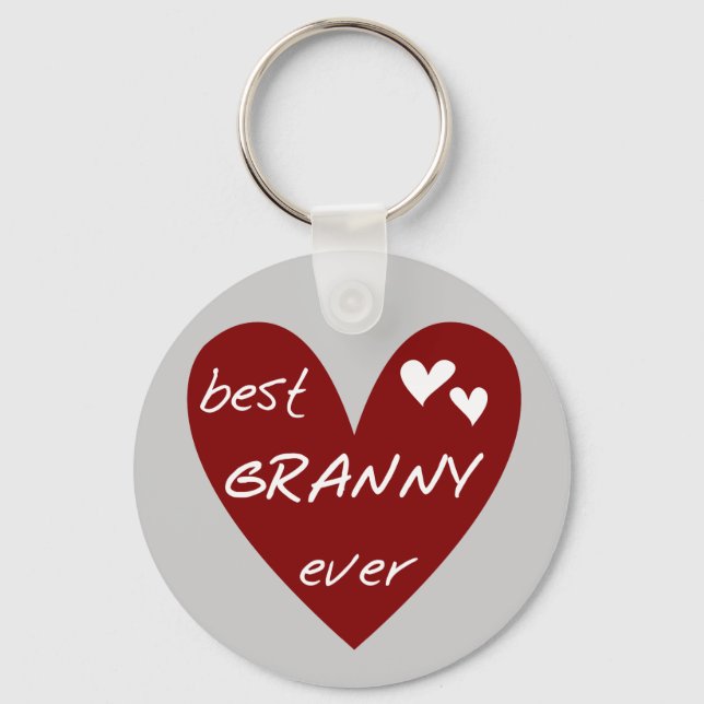 Red Heart Best Granny Ever Tshirts and Gifts Key Ring (Front)