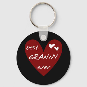 Red Heart Best Granny Ever Tshirts and Gifts Key Ring