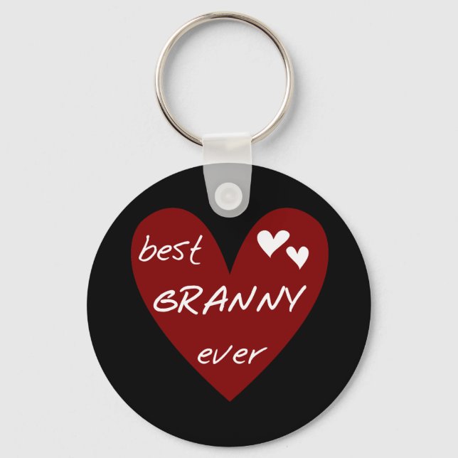 Red Heart Best Granny Ever Tshirts and Gifts Key Ring (Front)