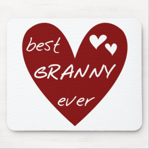 Red Heart Best Granny Ever Tshirts and Gifts Mouse Mat