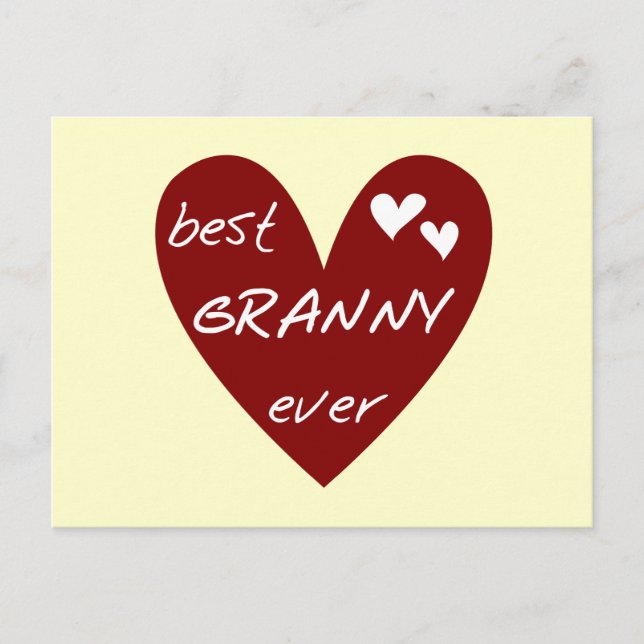 Red Heart Best Granny Ever Tshirts and Gifts Postcard (Front)