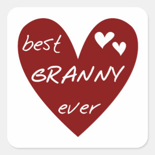 Red Heart Best Granny Ever Tshirts and Gifts Square Sticker
