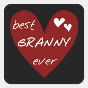 Red Heart Best Granny Ever Tshirts and Gifts Square Sticker