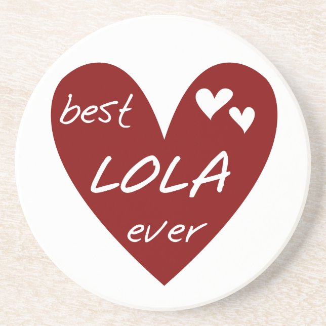Red Heart Best Lola Ever T-shirts and Gifts Coaster (Front)