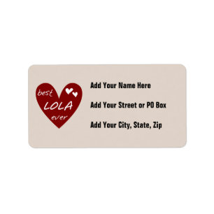 Red Heart Best Lola Ever T-shirts and Gifts Label