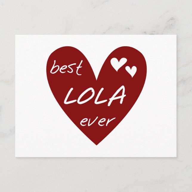 Red Heart Best Lola Ever T-shirts and Gifts Postcard (Front)