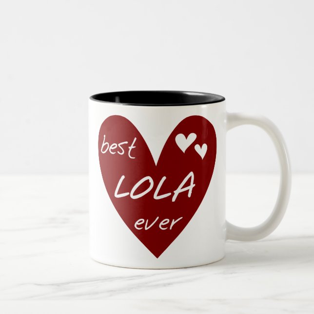 Red Heart Best Lola Ever T-shirts and Gifts Two-Tone Coffee Mug (Right)