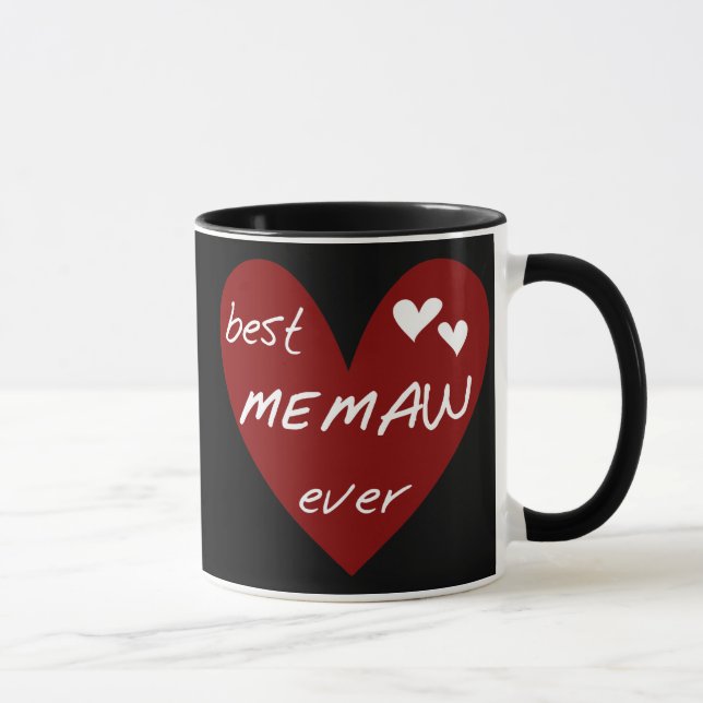 Red Heart Best Memaw Ever T-shirts and Gifts Mug (Right)