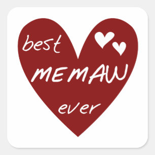 Red Heart Best Memaw Ever T-shirts and Gifts Square Sticker