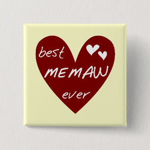 Red Heart Best Memaw Ever Tshirts and Gifts 15 Cm Square Badge