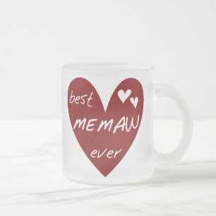 Red Heart Best Memaw Ever Tshirts and Gifts Frosted Glass Coffee Mug