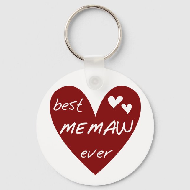 Red Heart Best Memaw Ever Tshirts and Gifts Key Ring (Front)