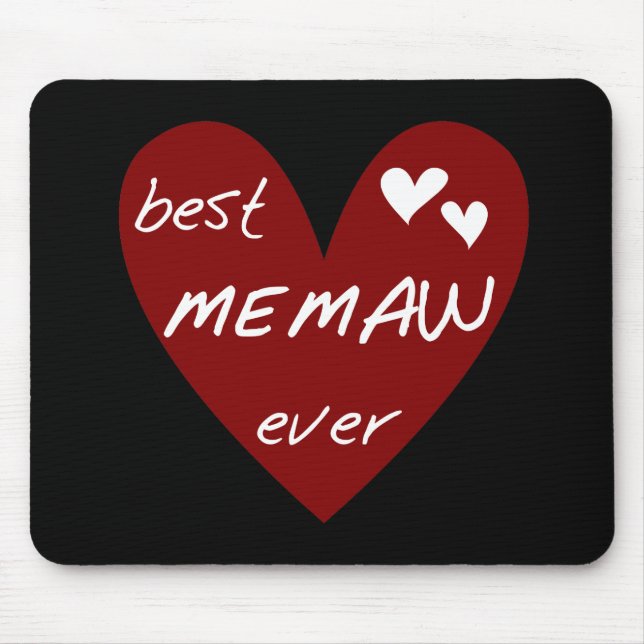 Red Heart Best Memaw Ever Tshirts and Gifts Mouse Mat (Front)