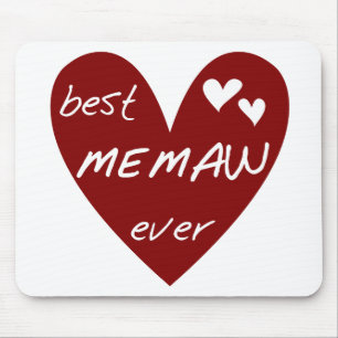 Red Heart Best Memaw Ever Tshirts and Gifts Mouse Mat