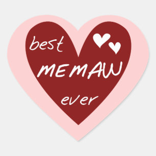 Red Heart Best Memaw Ever Tshirts and Gifts Sticker