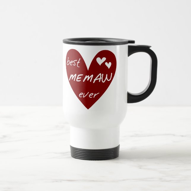 Red Heart Best Memaw Ever Tshirts and Gifts Travel Mug (Right)