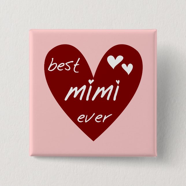 Red Heart Best Mimi Ever Tshirts and Gifts 15 Cm Square Badge (Front)