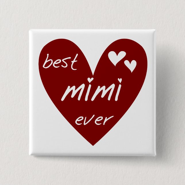 Red Heart Best Mimi Ever Tshirts and Gifts 15 Cm Square Badge (Front)