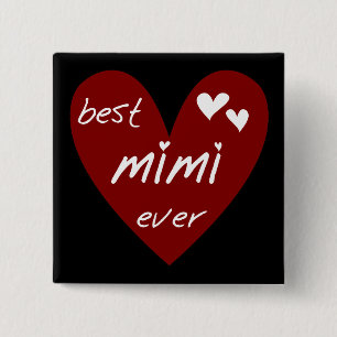 Red Heart Best Mimi Ever Tshirts and Gifts 15 Cm Square Badge
