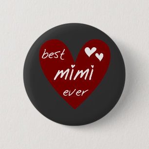 Red Heart Best Mimi Ever Tshirts and Gifts 6 Cm Round Badge