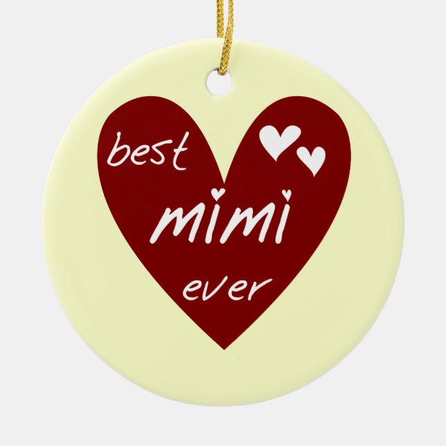 Red Heart Best Mimi Ever Tshirts and Gifts Ceramic Tree Decoration (Front)