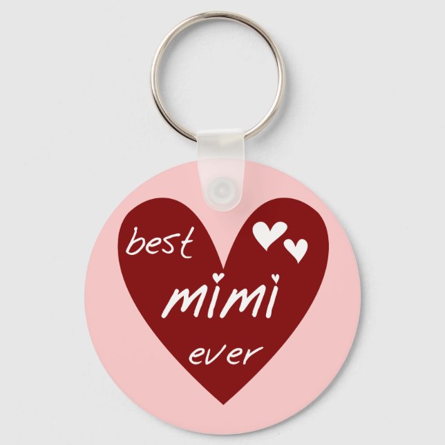 Red Heart Best Mimi Ever Tshirts and Gifts Key Ring (Front)