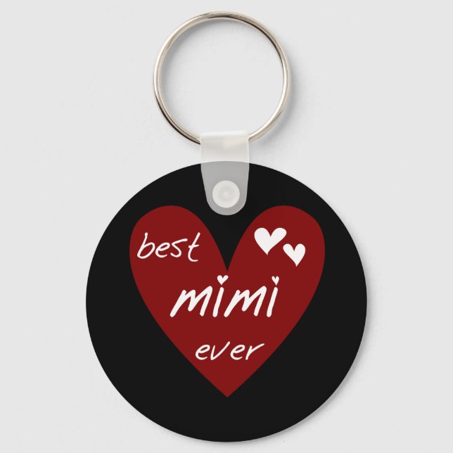 Red Heart Best Mimi Ever Tshirts and Gifts Key Ring (Front)