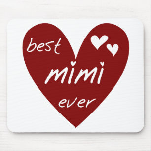 Red Heart Best Mimi Ever Tshirts and Gifts Mouse Mat